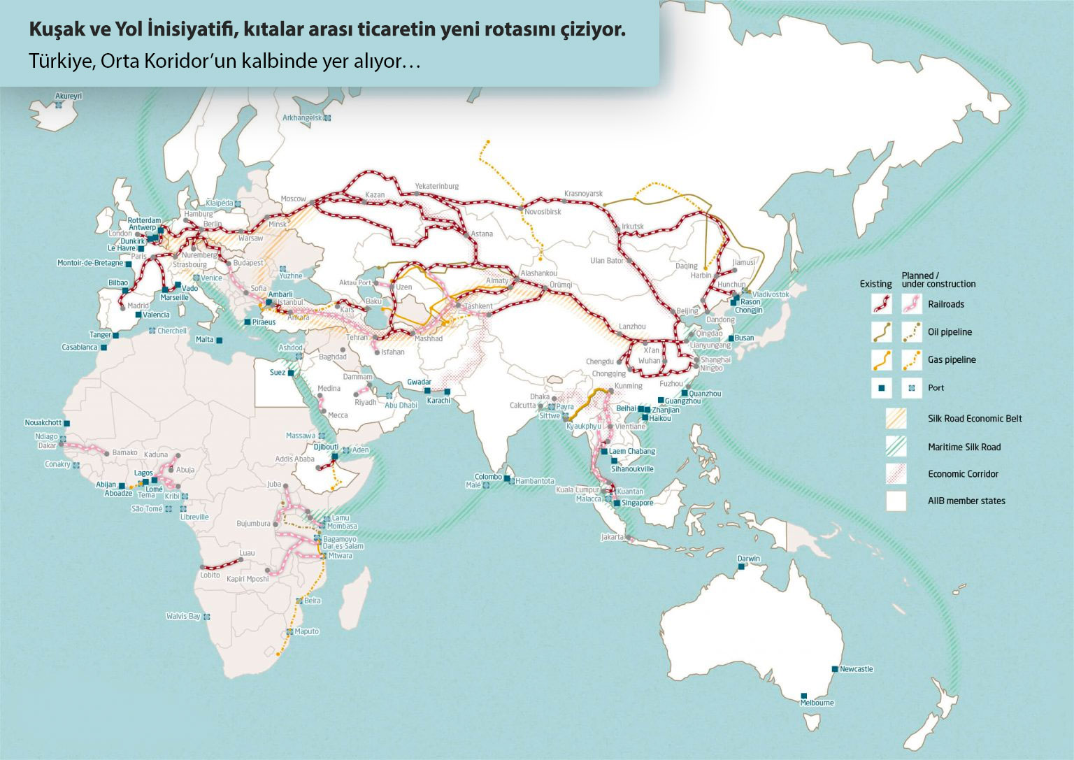 Kuşak ve Yol İnisiyatifi, kıtalararası ticaretin yeni rotasını çiziyor.